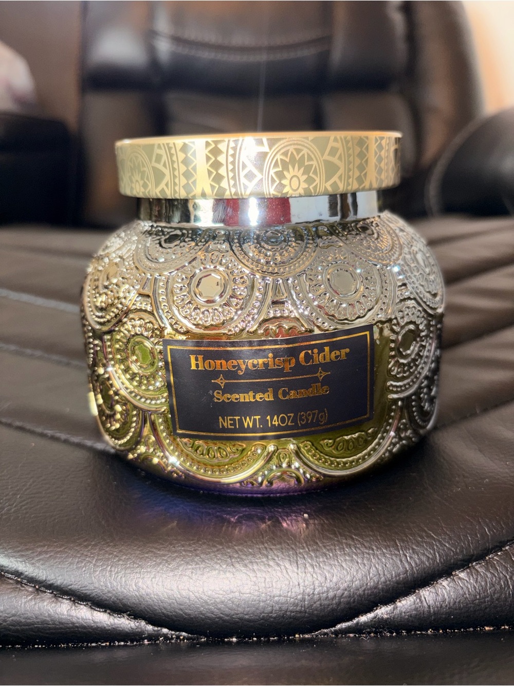 Honeycrisp Cider Scented Candle - Decorative Gold Jar